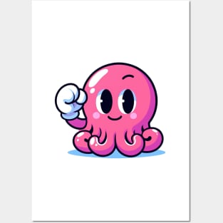 Pink funny octopus Posters and Art